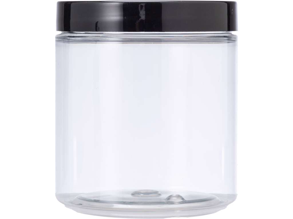 Klar plastkrukke 250 ml sort låg 1 stk