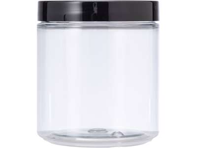 Klar plastkrukke 250 ml sort låg 1 stk