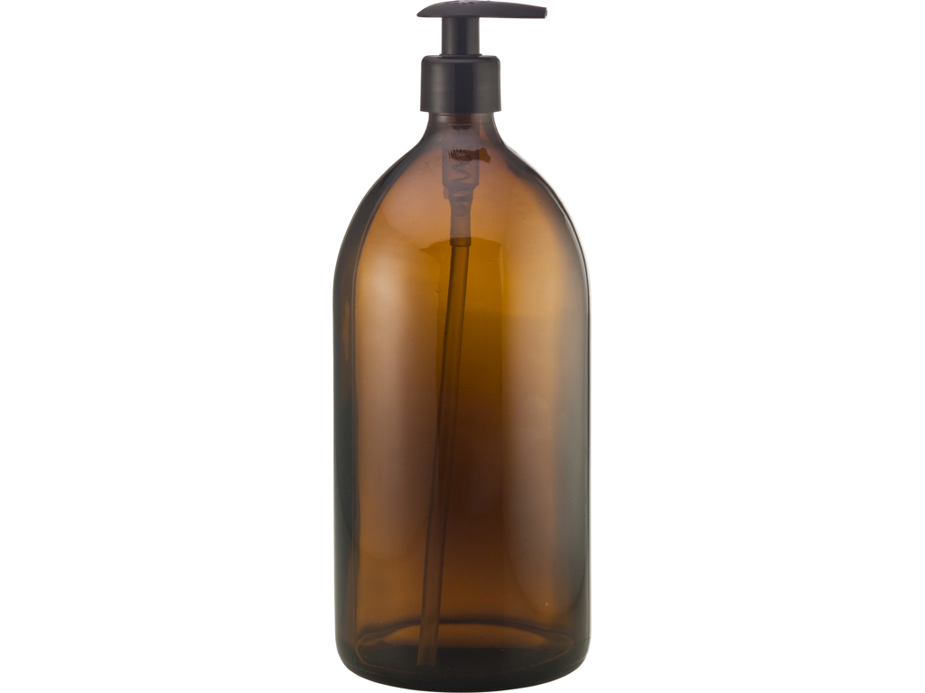 Brun glasflaske 1 l pumpe 1 stk