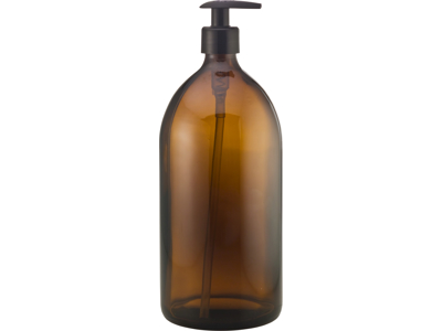 Brun glasflaske 1 l pumpe 1 stk