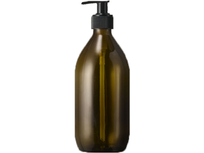 Brun glasflaske 500 ml med pumpe 1 stk