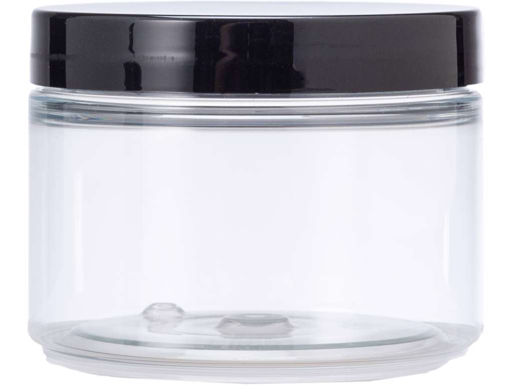 Klar plastkrukke 150 ml sort låg 1 stk