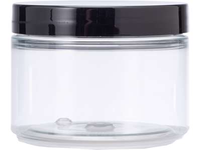 Klar plastkrukke 150 ml sort låg 1 stk